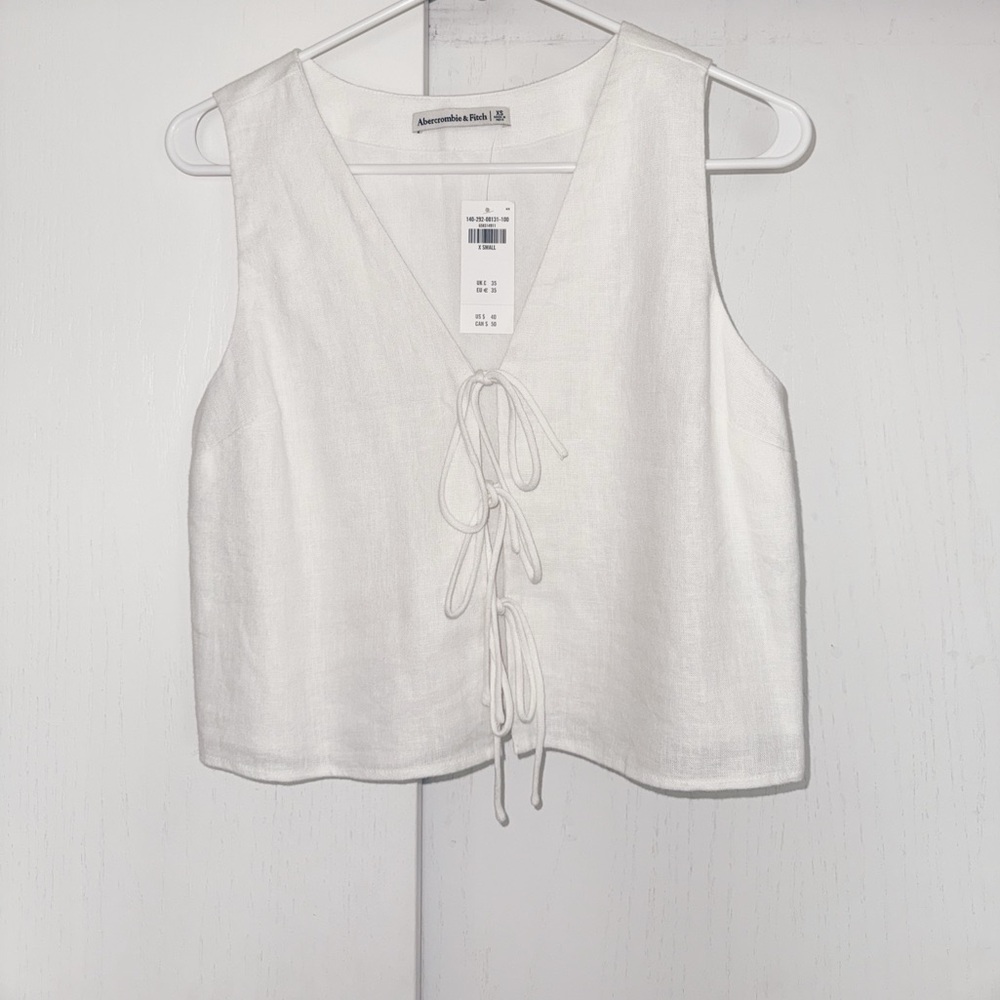 Abercrombie & Fitch White Lace-Up Tank Top Vest